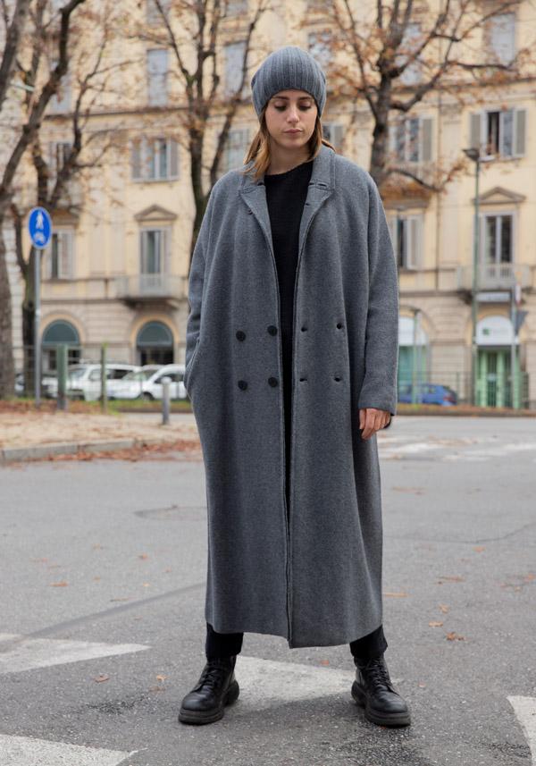 Rose & Lini OYUNA CASHMERE “ITUMI” SLATE GREY COAT Grandi sconti