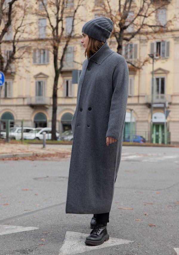 Rose & Lini OYUNA CASHMERE “ITUMI” SLATE GREY COAT Grandi sconti