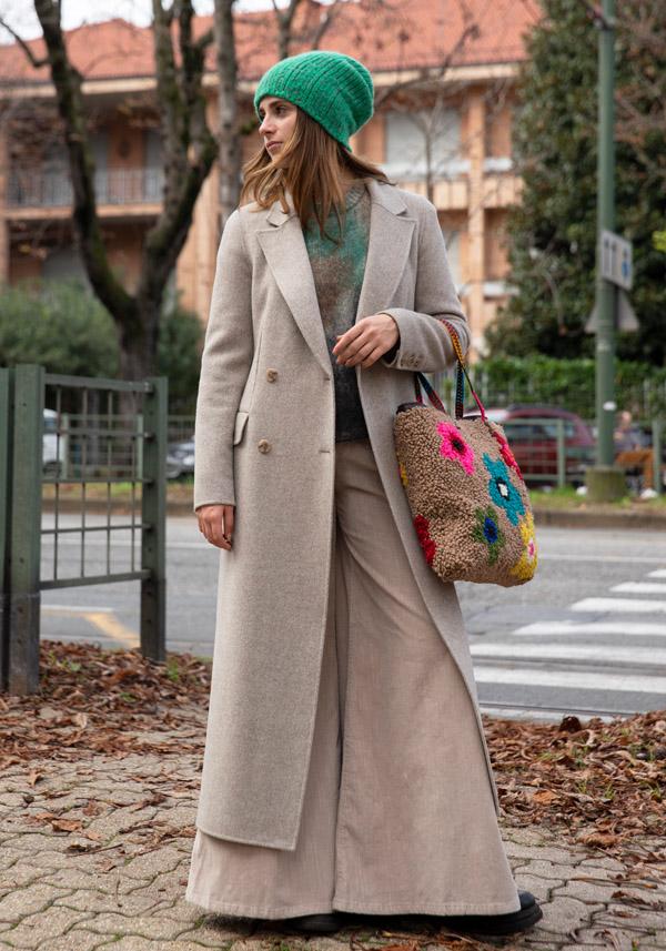 Rose & Lini ALMAROSA WOOL “COAT 535” TAUPE Liquidazione