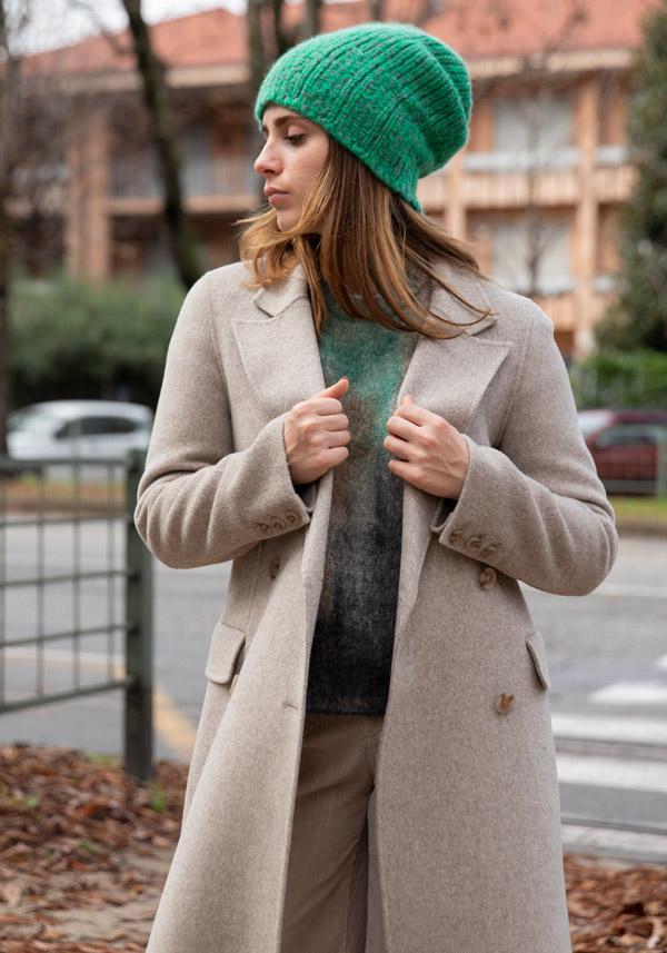 Rose & Lini ALMAROSA WOOL “COAT 535” TAUPE Liquidazione