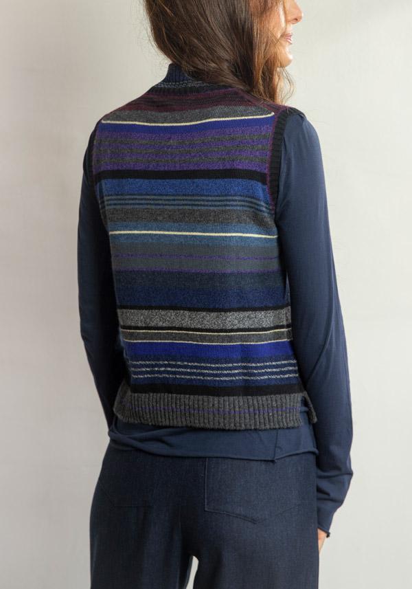 Rose & Lini DIANE DE CLERCQ CASHMERE & LAMB WOOL “COCOS” DENIM BLUE GILET Comprane uno, ottenene uno gratis