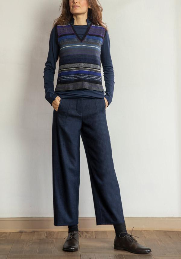 Rose & Lini DIANE DE CLERCQ CASHMERE & LAMB WOOL “COCOS” DENIM BLUE GILET Comprane uno, ottenene uno gratis