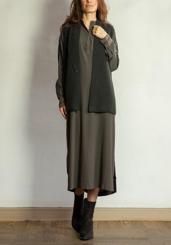 Rose & Lini KRISTENSEN DU NORD SILK “SHIRT DRESS 352” FOREST Ultimo giorno