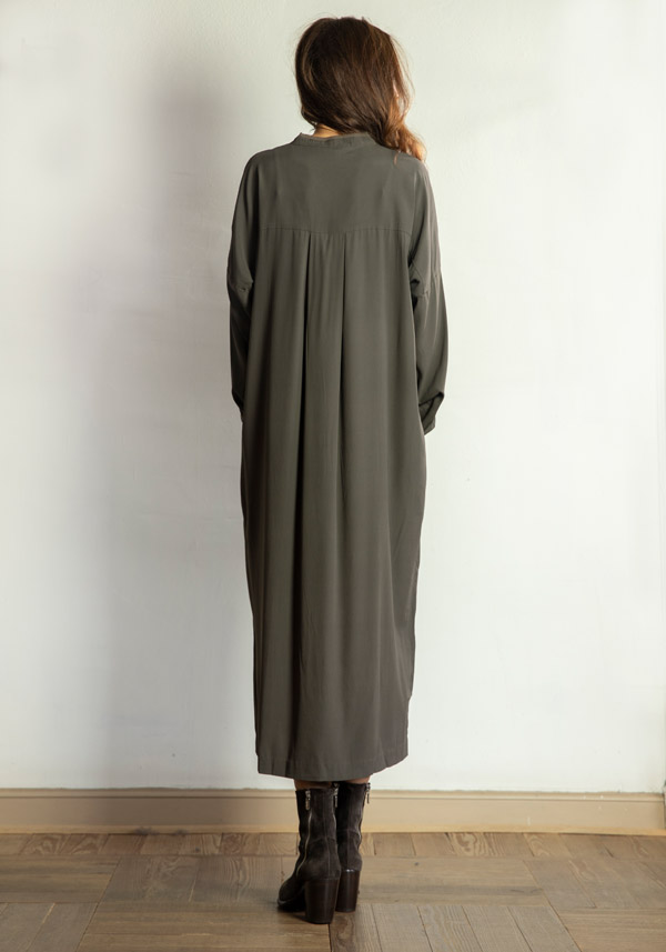 Rose & Lini KRISTENSEN DU NORD SILK “SHIRT DRESS 352” FOREST Ultimo giorno