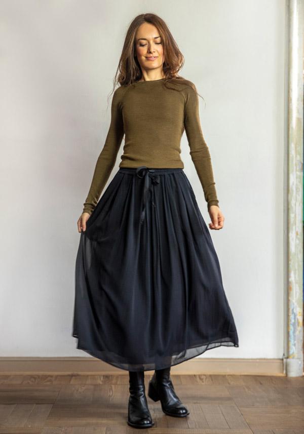 Rose & Lini KRISTENSEN DU NORD SILK & COTTON “SKIRT 357” BLACK Promozione temporanea