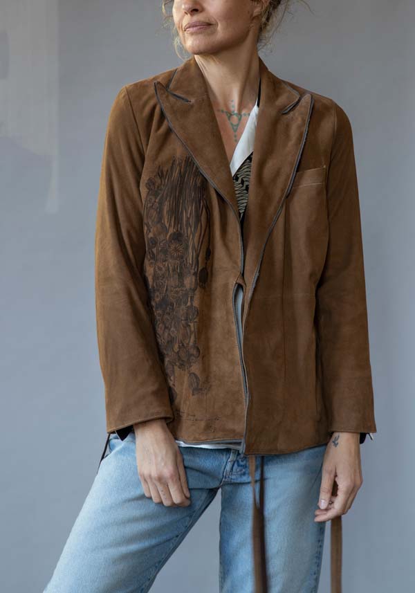Rose & Lini IBRIGU SUEDE LEATHER JACKET “INCROCIATA GJ42” CARAMEL Offerta speciale della fabbrica