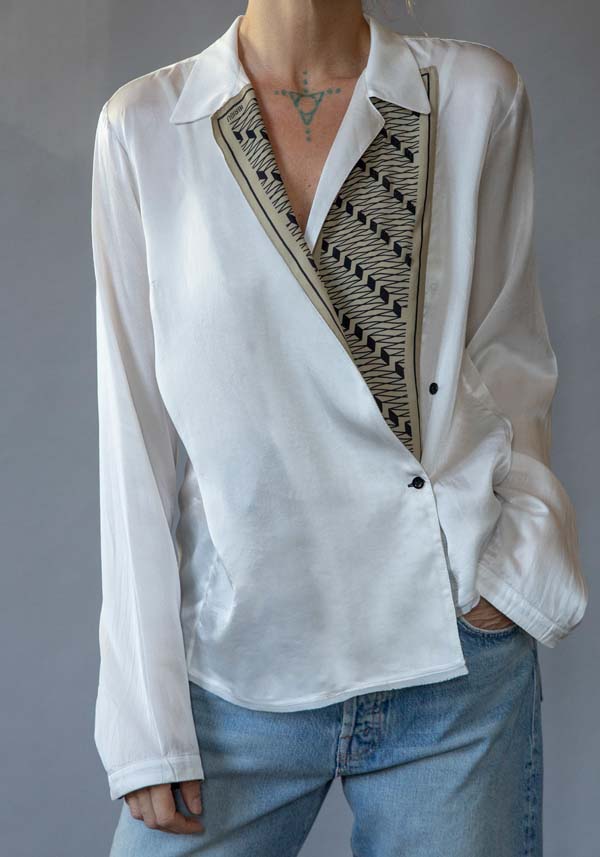 Rose & Lini IBRIGU PRINTED SILK “SHIRT CM20” WHITE Sostegno trimestrale