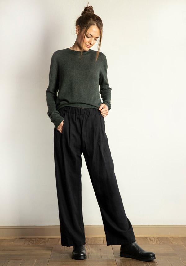 Rose & Lini APUNTOB COTTON & WOOL “PANTS 1382” BLACK Enormi sconti