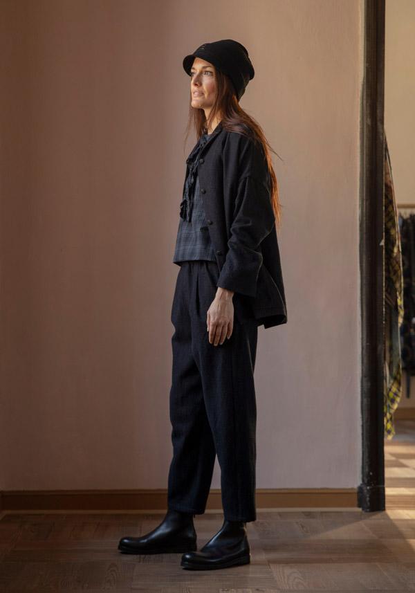 Rose & Lini APUNTOB WOOL “PANTS 1002” BLACK Trasporto libero internazionale