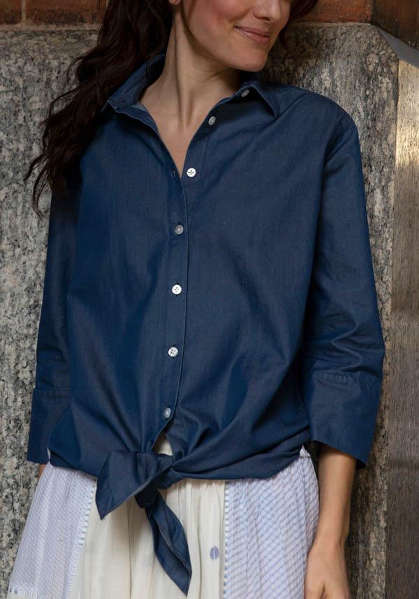 Rose & Lini FINAMORE COTTON “SAHARA” DENIM SHIRT Esporta salva