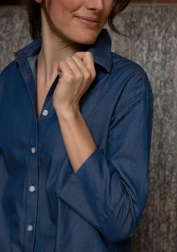 Rose & Lini FINAMORE COTTON “SAHARA” DENIM SHIRT Esporta salva