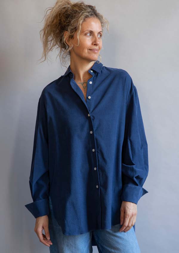 Rose & Lini FINAMORE COTTON “LIV” NAVY SHIRT Duty-free
