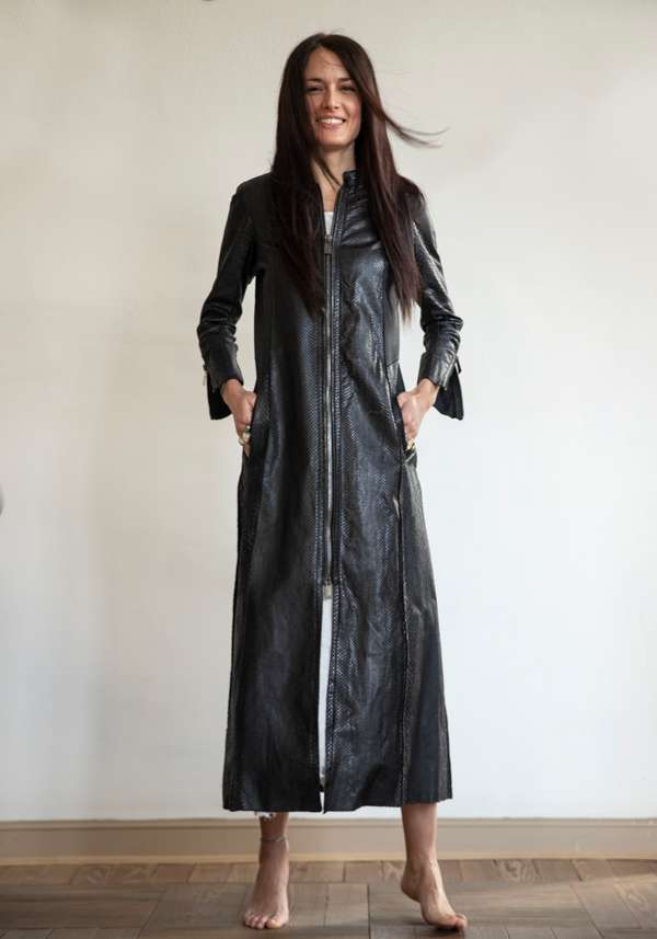 Rose & Lini SIMONA TAGLIAFERRI BLACK PYTHON LONG COAT 2025