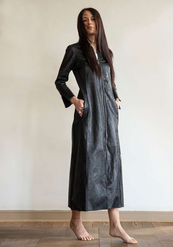 Rose & Lini SIMONA TAGLIAFERRI BLACK PYTHON LONG COAT 2025