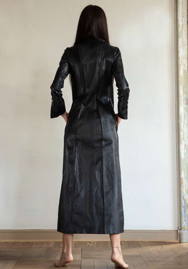 Rose & Lini SIMONA TAGLIAFERRI BLACK PYTHON LONG COAT 2025