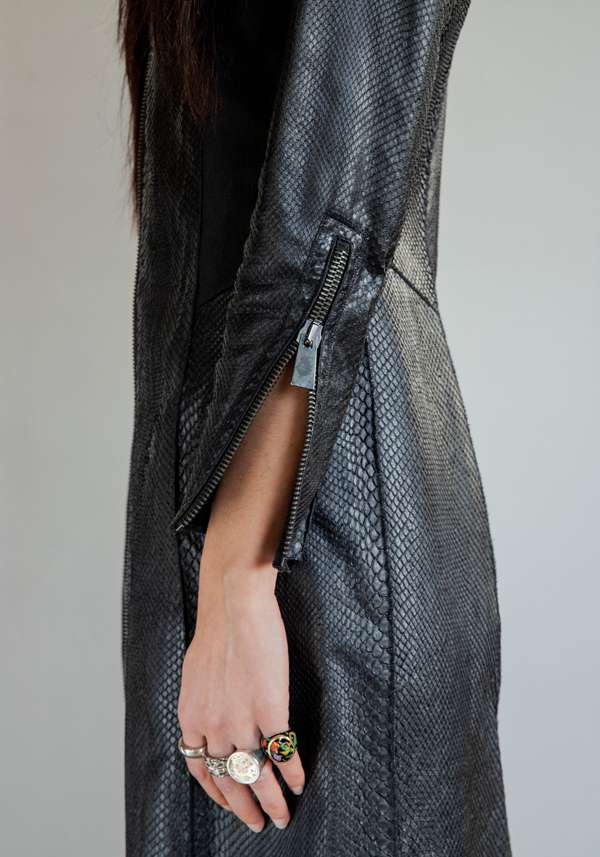 Rose & Lini SIMONA TAGLIAFERRI BLACK PYTHON LONG COAT 2025