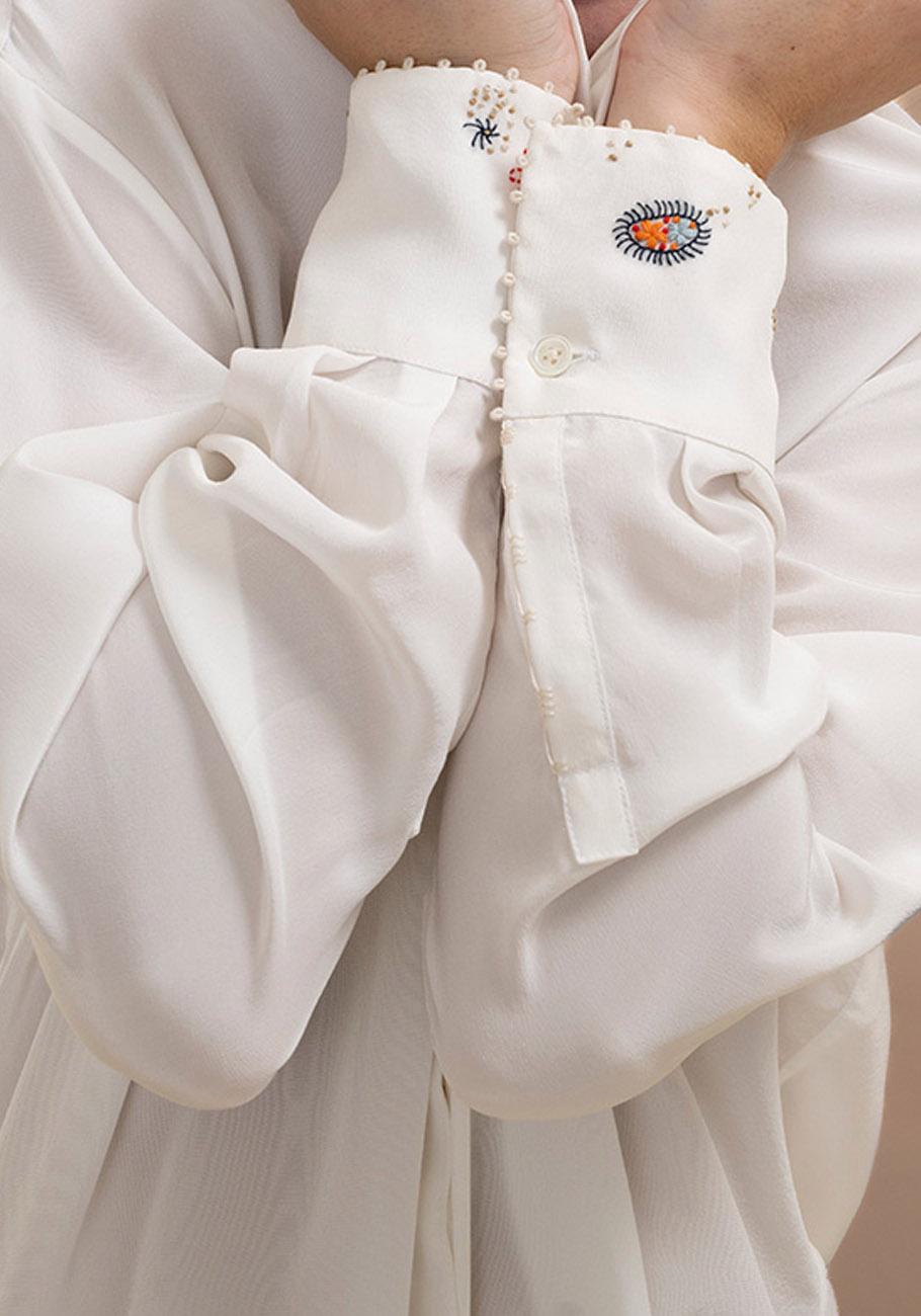 Rose & Lini AN AN LONDREE SILK “LONG BLOUSE” WHITE Qualità