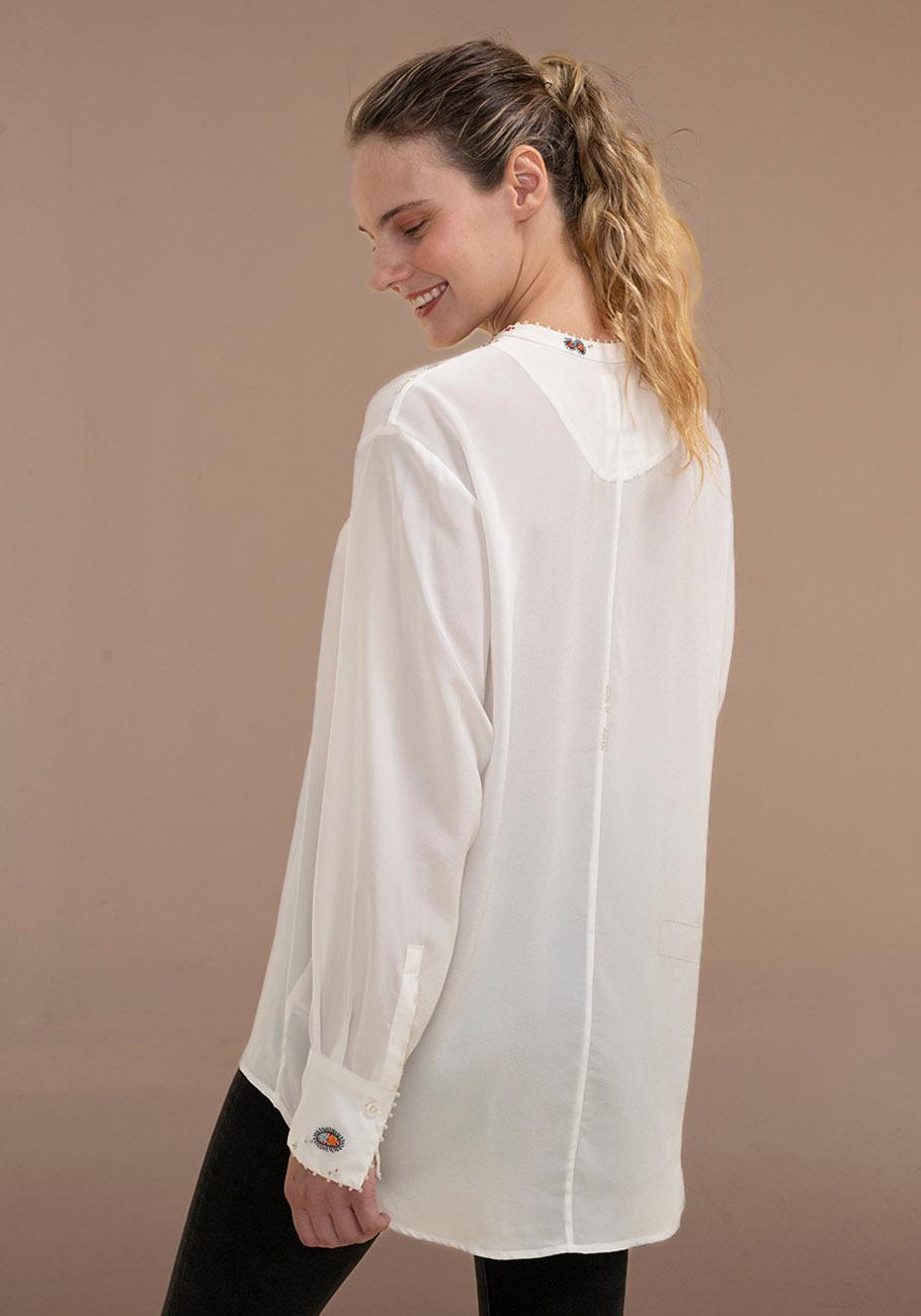 Rose & Lini AN AN LONDREE SILK “LONG BLOUSE” WHITE Qualità