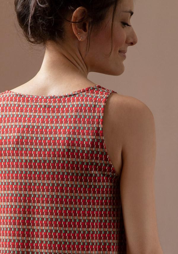 Rose & Lini SIYU RED “118” PATTERNED TOP Spedizione Gratuita