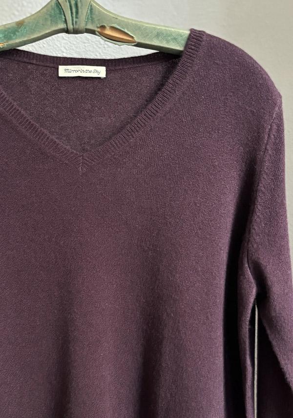 Rose & Lini MIRROR IN THE SKY CASHMERE V-NECK SWEATER PLAIN CHICORY Shopping Online