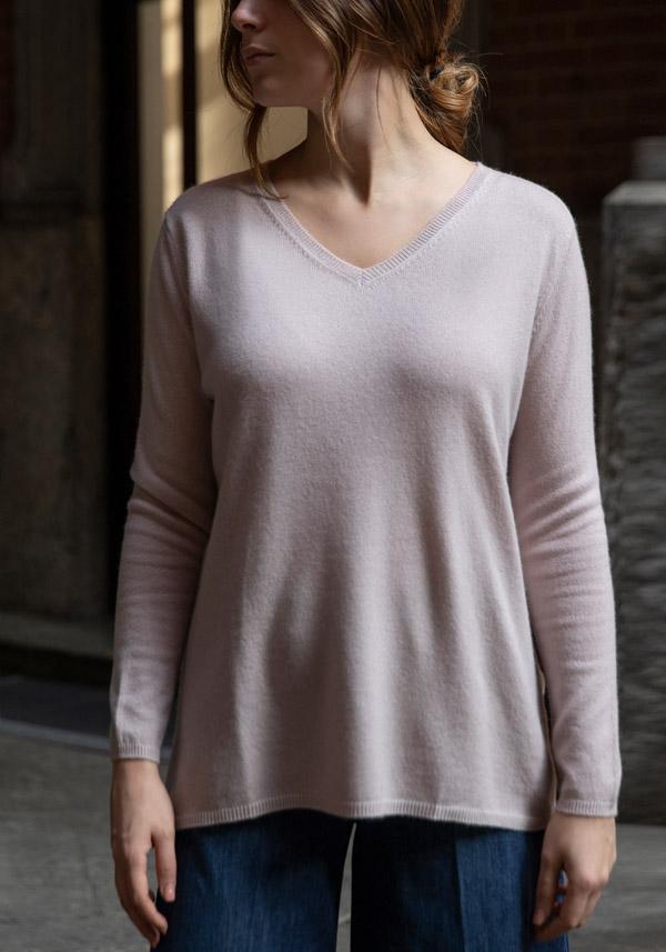 Rose & Lini MIRROR IN THE SKY CASHMERE V-NECK SWEATER PLAIN TOW Affare Del Giorno
