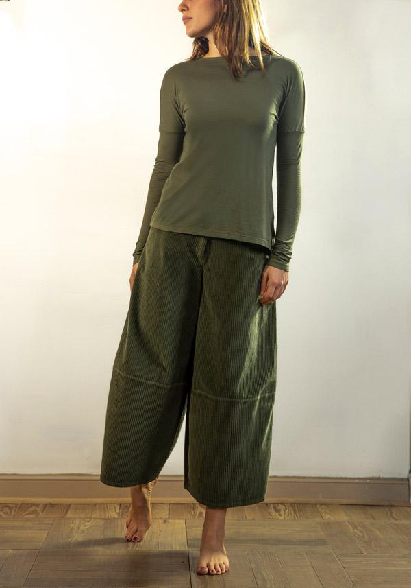 Rose & Lini BARBARA TANI COTTON & CASHMERE “TSHIRT 1585 CCL” MILITARY Prezzo Ridotto