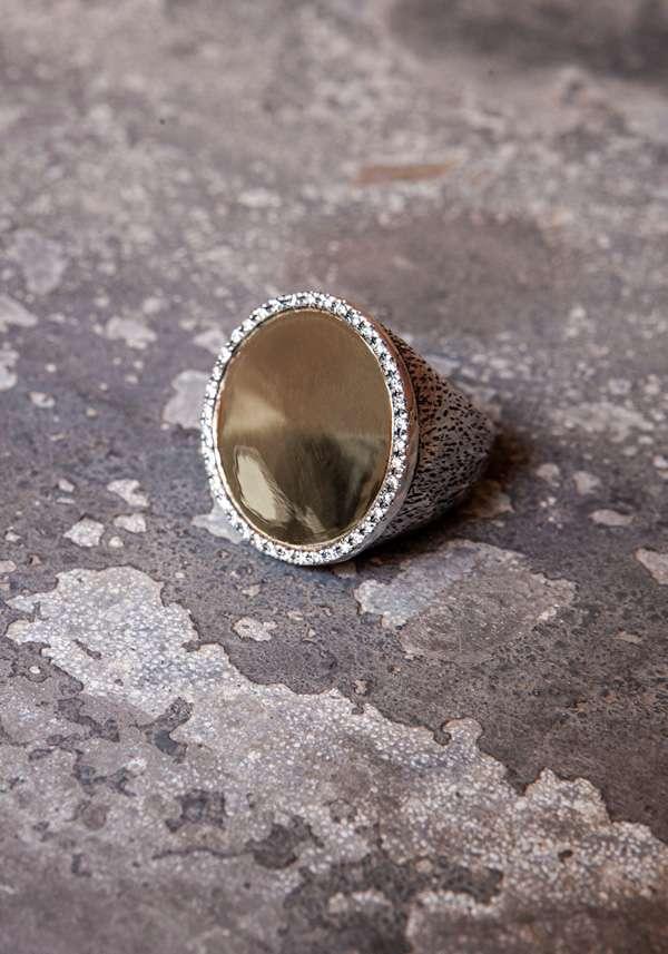 Rose & Lini SIMONA TAGLIAFERRI LARGE “MOON RING J224” YELLOW GOLD & WHITE DIAMONDS Hotsell