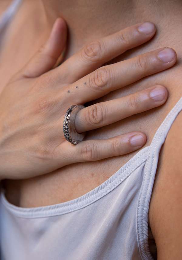 Rose & Lini ROSAMARIA “BRENNA” DIAMONDS SILVER RING In Saldo