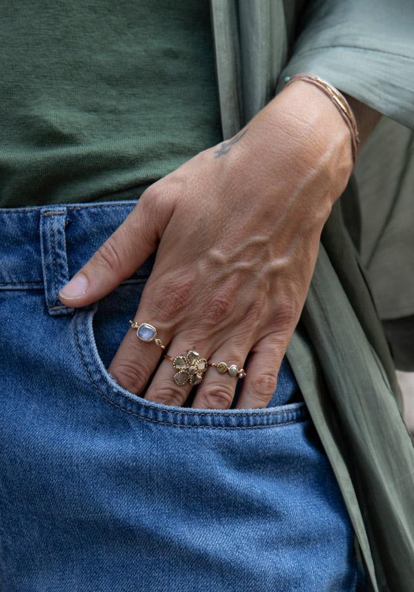 Rose & Lini DORETTE GOLD & BLUE SAPPHIRE “BAGUE SIMPLE” RING Offerta San Valentino
