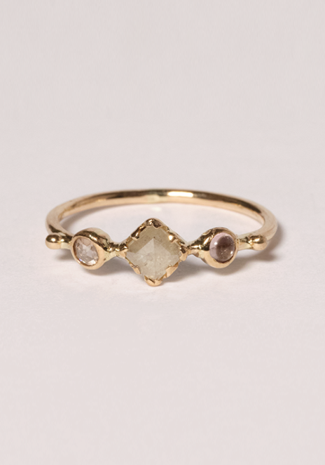 Rose & Lini DORETTE GOLD & PINK CABOCHON “BAGUE SIMPLE” RING Smaltimento dello stoccaggio