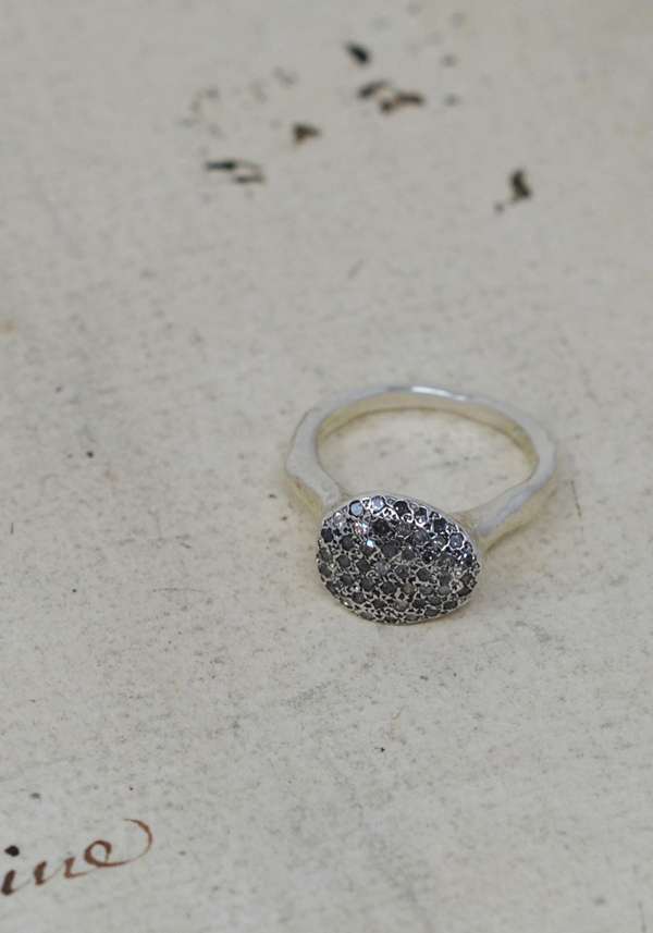 Rose & Lini ROSAMARIA “BLAZE” GREY DIAMONDS SILVER RING Offerte stagionali