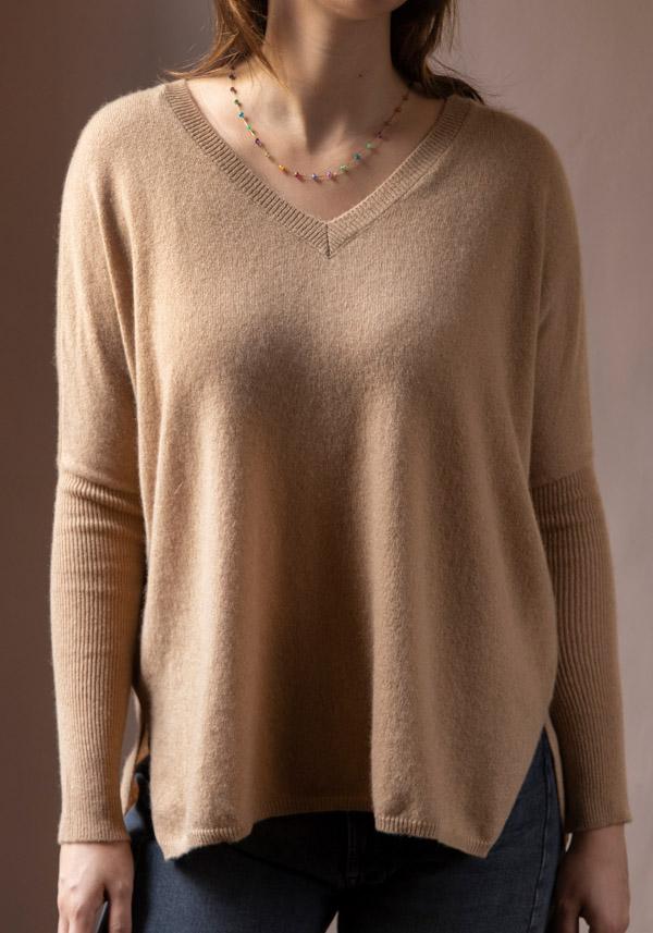 Rose & Lini ABSOLUT CASHMERE “PONCHO CAMILLE” CAMEL Liquidazione