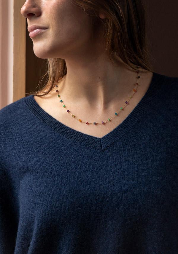 Rose & Lini ABSOLUT CASHMERE “PONCHO CAMILLE” NAVY Enormi risparmi