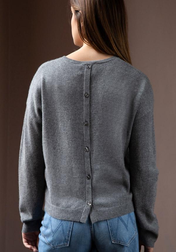 Rose & Lini ABSOLUT CASHMERE “PULL LISA” DARK GREY Prezzo basso
