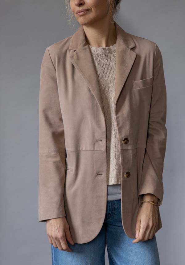 Rose & Lini KILTIE SUEDE LEATHER “LUCAS JACKET” SAND Offerta settimanale