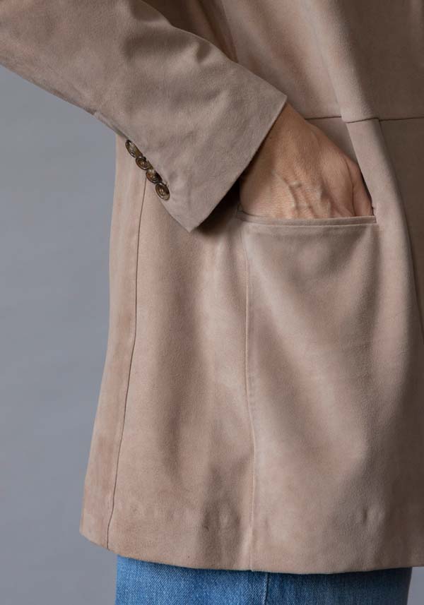 Rose & Lini KILTIE SUEDE LEATHER “LUCAS JACKET” SAND Offerta settimanale