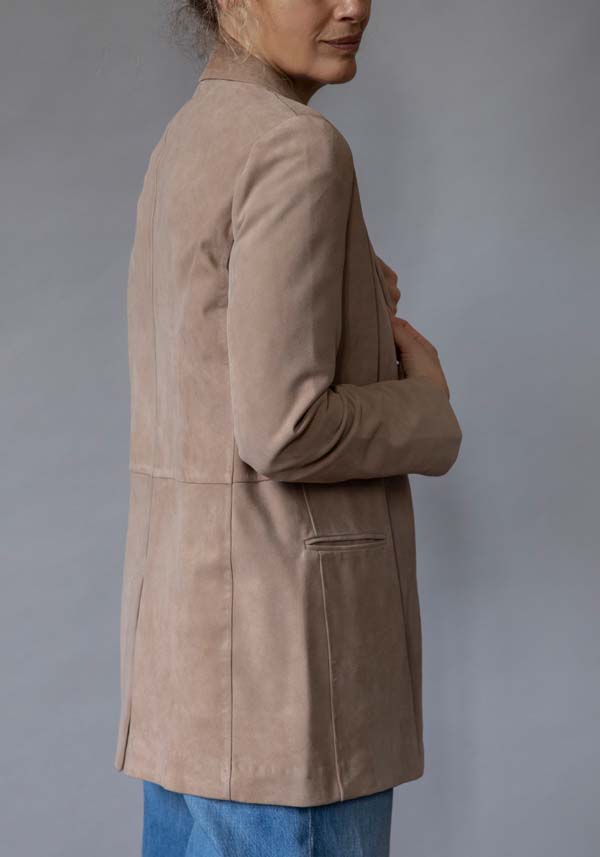 Rose & Lini KILTIE SUEDE LEATHER “LUCAS JACKET” SAND Offerta settimanale