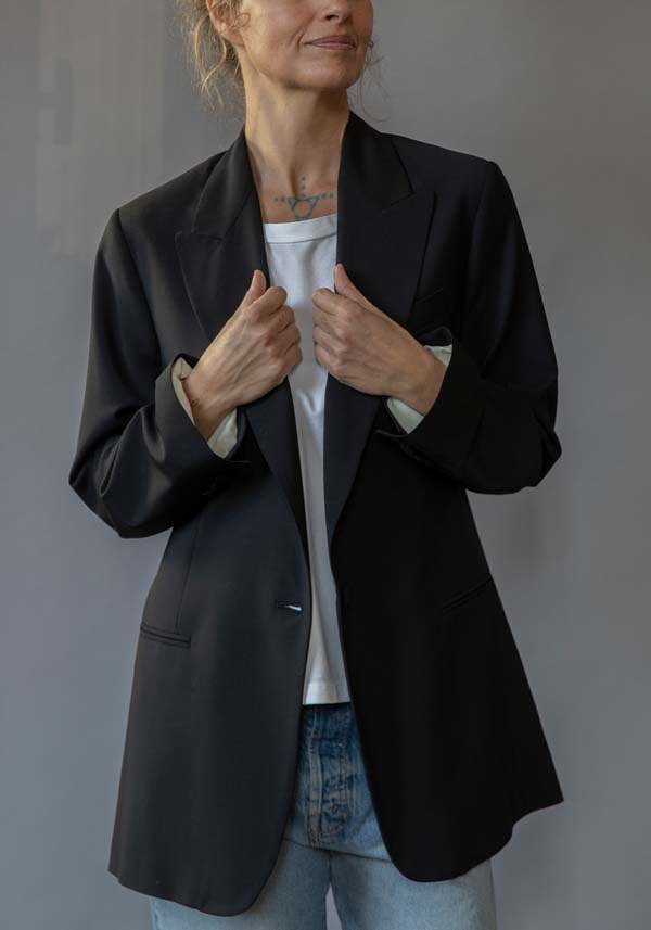 Rose & Lini KILTIE WOOL “DESOTO JACKET” BLACK Rilascio limitato