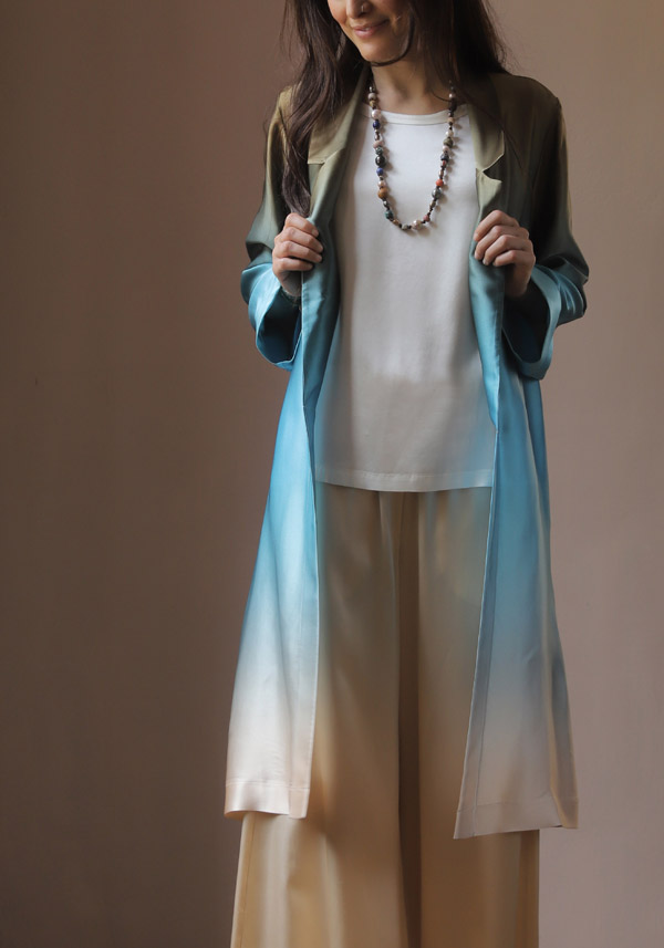 Rose & Lini SLEEP NO MORE SILK “SNM04” CHINA BLUE DUSTY COAT Ultimi tre giorni