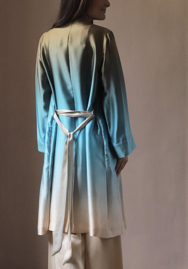 Rose & Lini SLEEP NO MORE SILK “SNM04” CHINA BLUE DUSTY COAT Ultimi tre giorni
