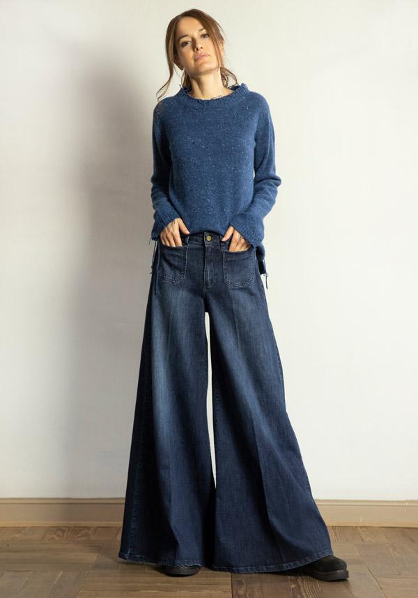 Rose & Lini PS. DON’T FORGET ME “GRACE” DENIM WIDE LEG JEANS Fino al 60% di sconto