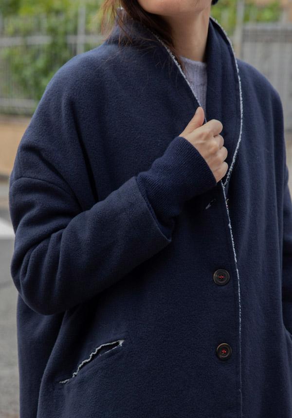 Rose & Lini HANNOH WOOL & CASHMERE “MILENA” NAVY COAT Super sconto