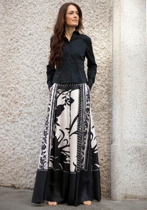Rose & Lini CO.GO SILK BLACK & WHITE “PANTS VP241” FOULARDS Esporta salva