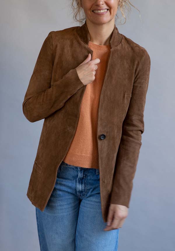 Rose & Lini GIORGIO BRATO SUEDE LEATHER “BLAZER” MUD Italy