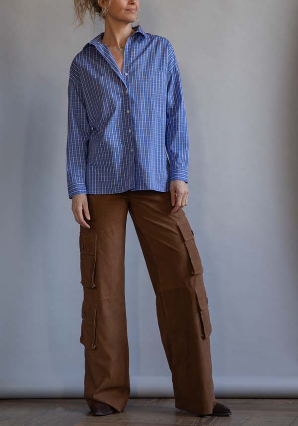 Rose & Lini GIORGIO BRATO SUEDE LEATHER “CARGO PANTS” RUM In Linea