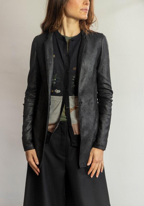 Rose & Lini GIORGIO BRATO LEATHER “BLAZER 7985” BLACK JACKET Vendita