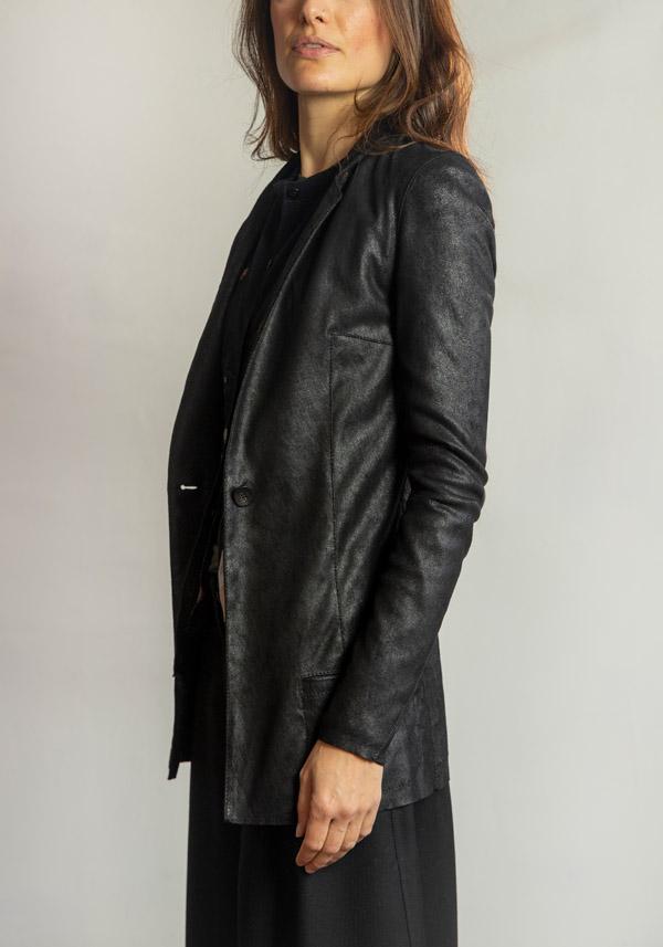 Rose & Lini GIORGIO BRATO LEATHER “BLAZER 7985” BLACK JACKET Vendita
