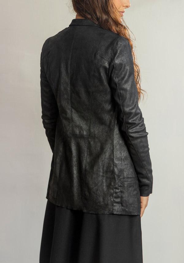 Rose & Lini GIORGIO BRATO LEATHER “BLAZER 7985” BLACK JACKET Vendita