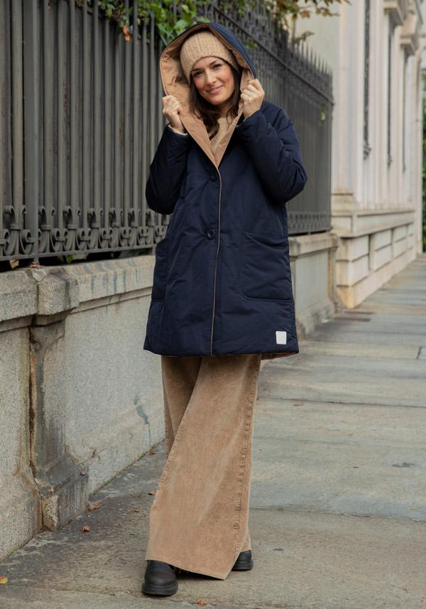 Rose & Lini OOF WEAR REVERSIBLE “JACKET 9410” BLUE & BEIGE Spedizione Gratuita