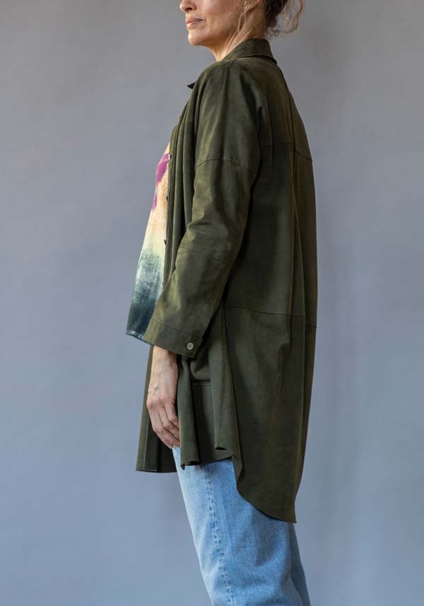 Rose & Lini GIORGIO BRATO SUEDE LEATHER “OVER SHIRT” MILITARY Soddisfazione Garantita